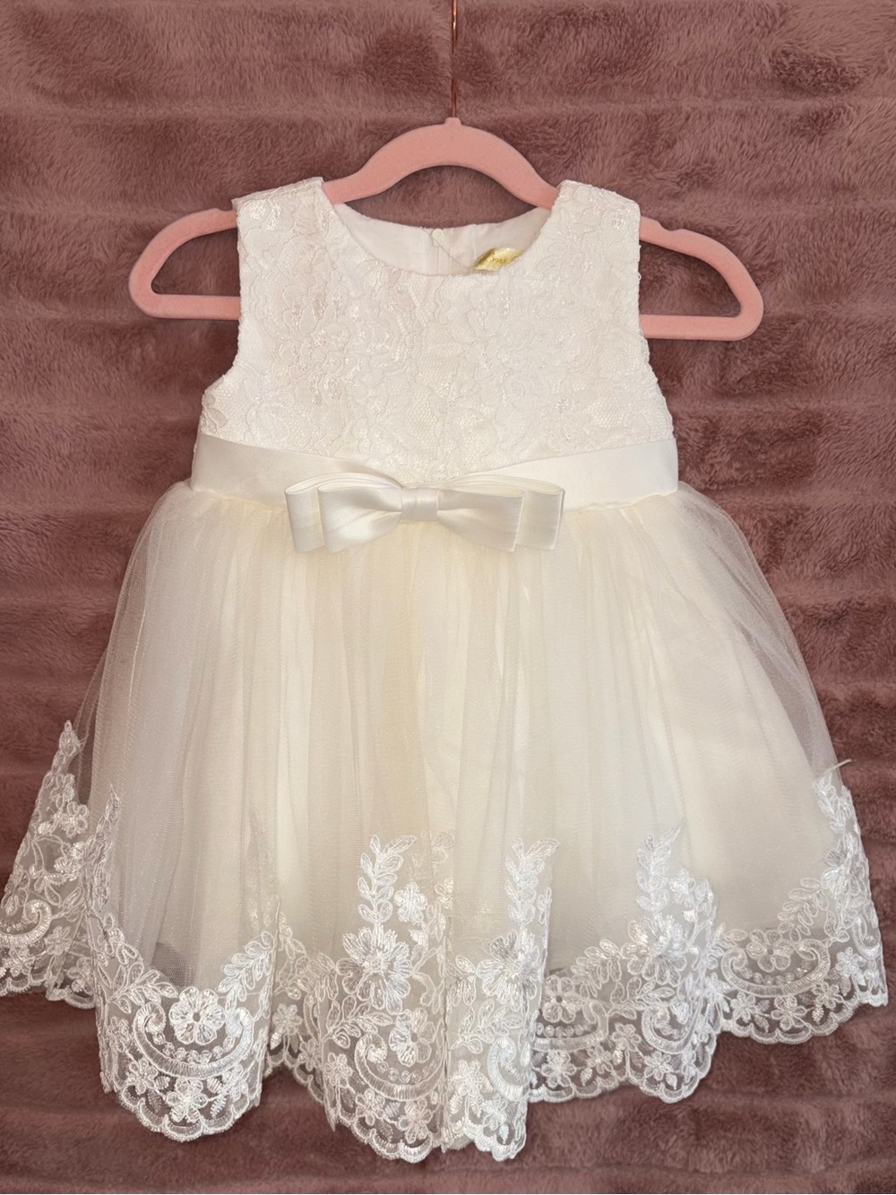 Ivory Lace & Tulle Bow Dress 12/18 months